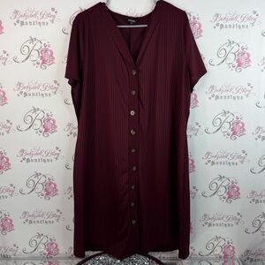 George dress buttons dark burgundy wine, Maroon Pleated Dress